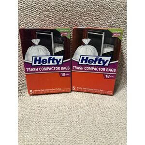 Hefty 18 Gallon Trash Compactor Bags 5 Liners Per Box- Lot of 2 DMG PKG